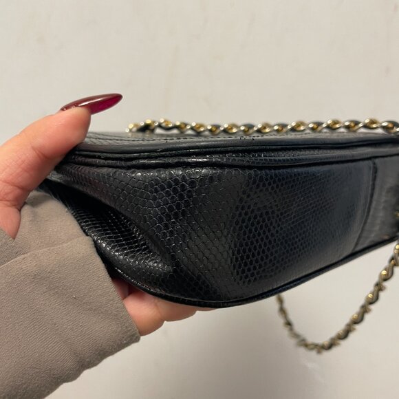 81405 Chanel Black Lizard Vintage Mini Flap Shoulder Bag - Picture 5 of 14